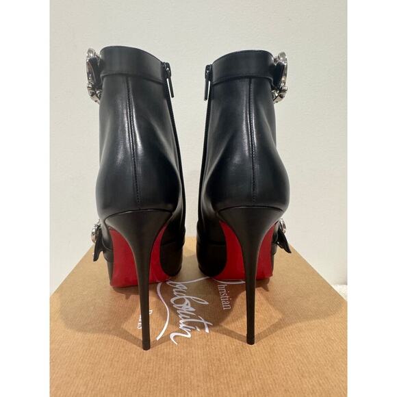 Christian Louboutin Giddylina 100mm Black Leather Buckle Ankle Boots Size 39 - Picture 7 of 9